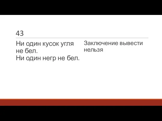 43 Ни один кусок угля не бел. Ни один негр не бел. Заключение вывести нельзя