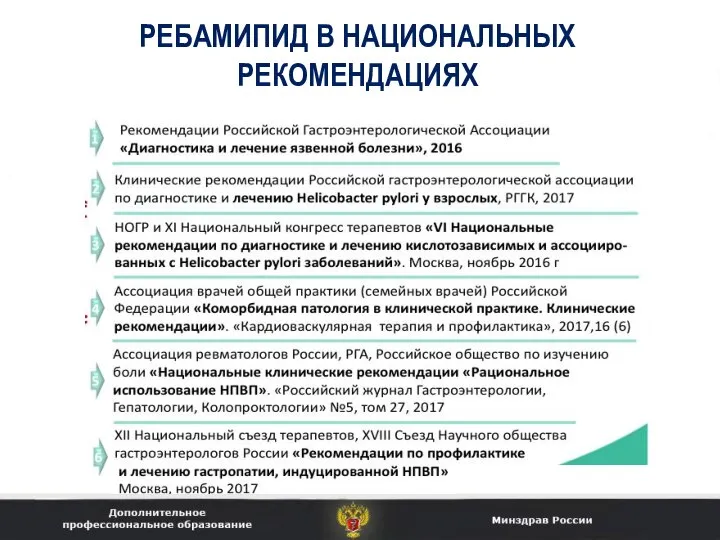 РЕБАМИПИД В НАЦИОНАЛЬНЫХ РЕКОМЕНДАЦИЯХ