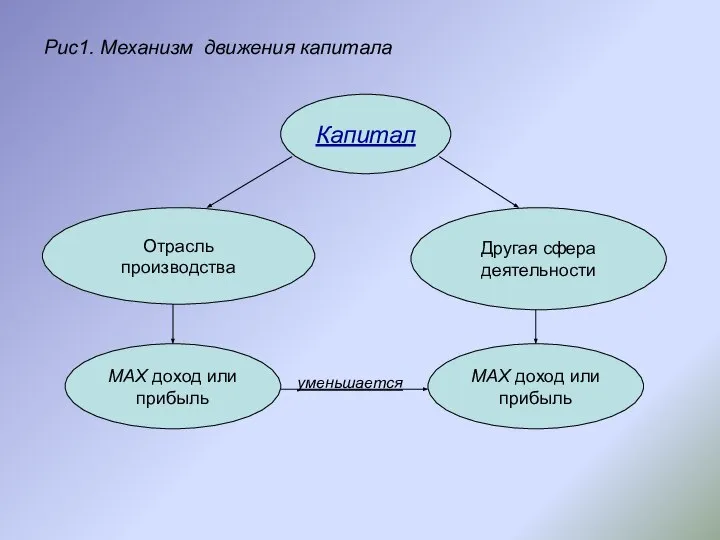 Капитал Отрасль производства Другая сфера деятельности МАХ доход или прибыль МАХ доход