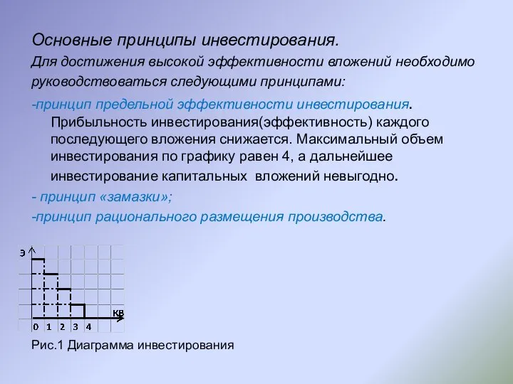 Основные принципы инвестирования. Для достижения высокой эффективности вложений необходимо руководствоваться следующими принципами: