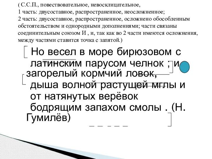 Но весел в море бирюзовом с латинским парусом челнок ; и загорелый