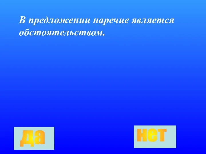 В предложении наречие является обстоятельством. да нет