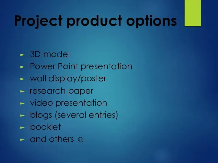 Project product options 3D model Power Point presentation wall display/poster research paper