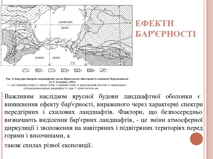 ЕФЕКТИ БАР’ЄРНОСТІ Важливим наслідком ярусної будови ландшафтної оболонки є виникнення ефекту бар'єрності,