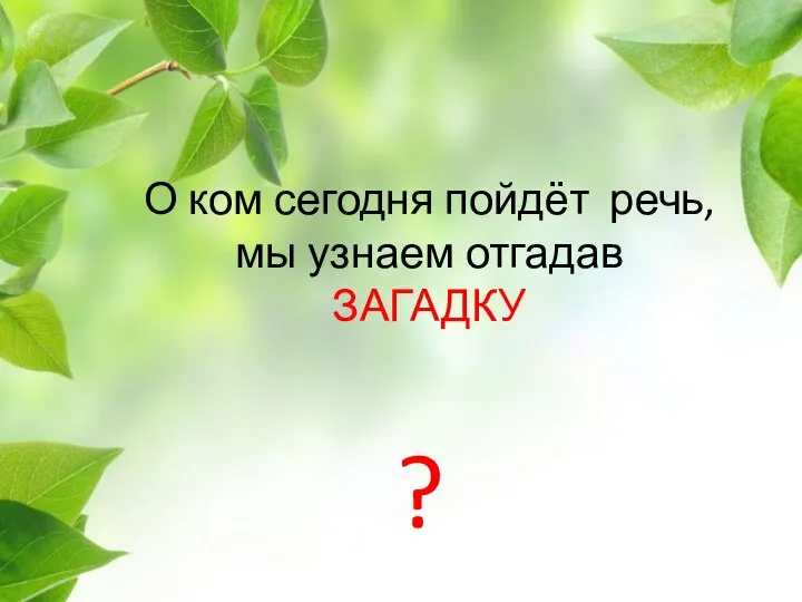 О ком сегодня пойдёт речь, мы узнаем отгадав ЗАГАДКУ ?