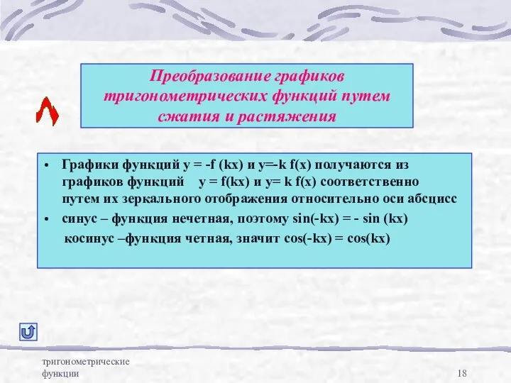 тригонометрические функции Преобразование графиков тригонометрических функций путем сжатия и растяжения Графики функций