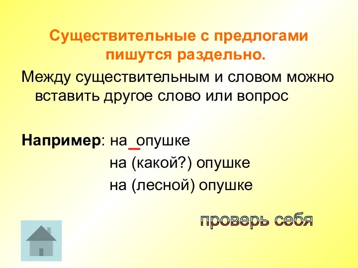 Существительные с предлогами пишутся раздельно. Между существительным и словом можно вставить другое