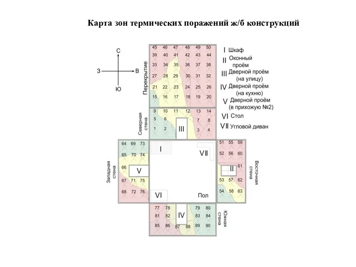 Карта зон термических поражений ж/б конструкций