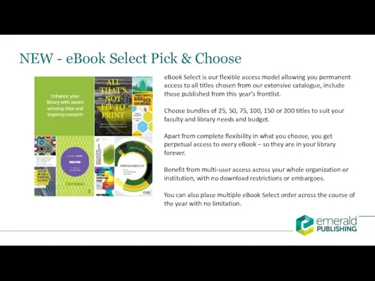NEW - eBook Select Pick & Choose eBook Select is our flexible