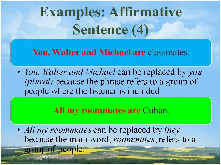 Examples: Affirmative Sentence (4)