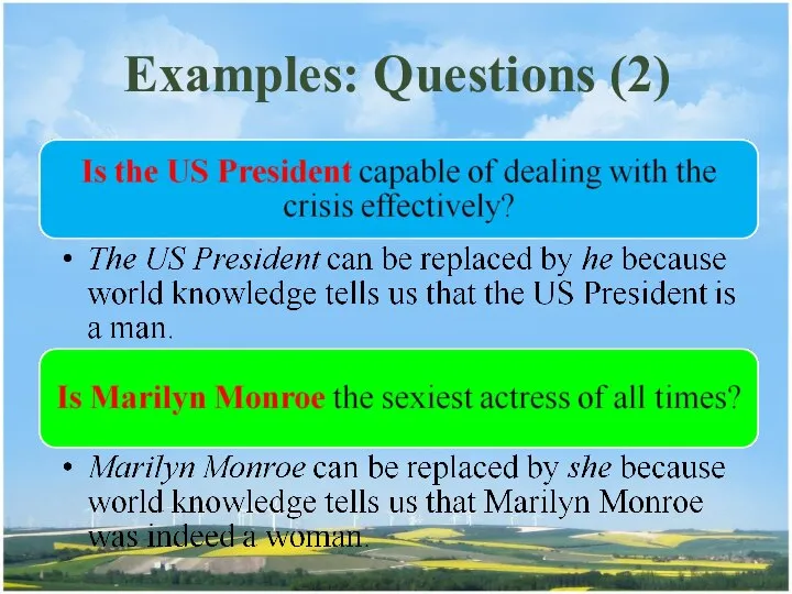 Examples: Questions (2)