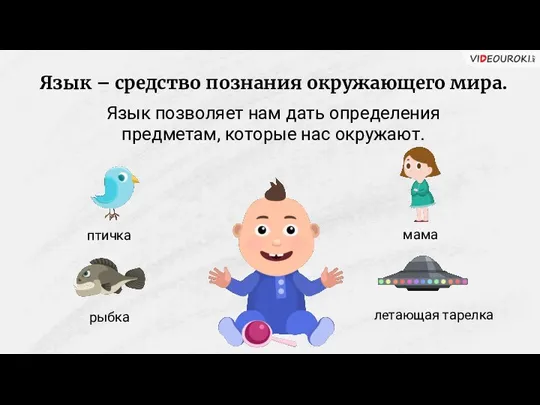 Язык – средство познания окружающего мира. Язык позволяет нам дать определения предметам,