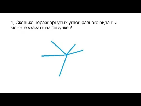 1) Сколько неразвернутых углов разного вида вы можете указать на рисунке ?