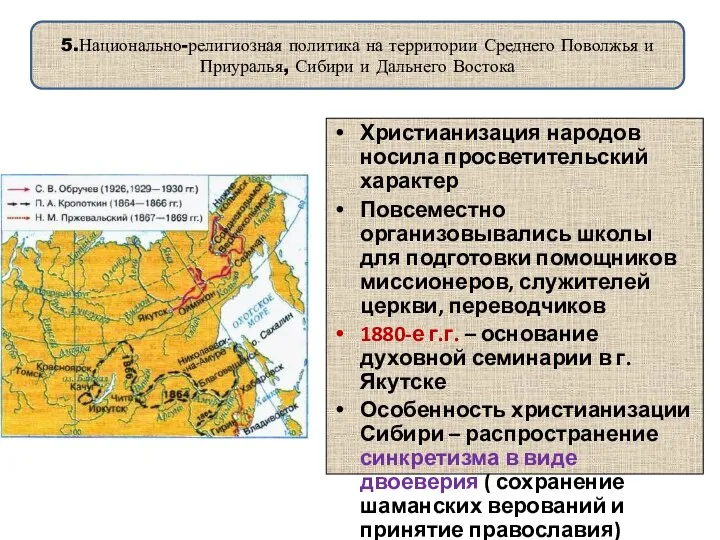 5.Национально-религиозная политика на территории Среднего Поволжья и Приуралья, Сибири и Дальнего Востока