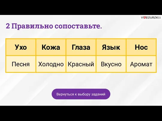 2 Правильно сопоставьте. Вернуться к выбору заданий
