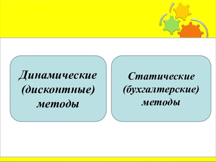 Динамические (дисконтные) методы Статические (бухгалтерские) методы