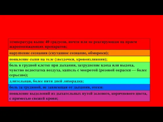 боль за грудиной, не зависящая от дыхания, отеки; Симптомы при ОРВИ, требующие