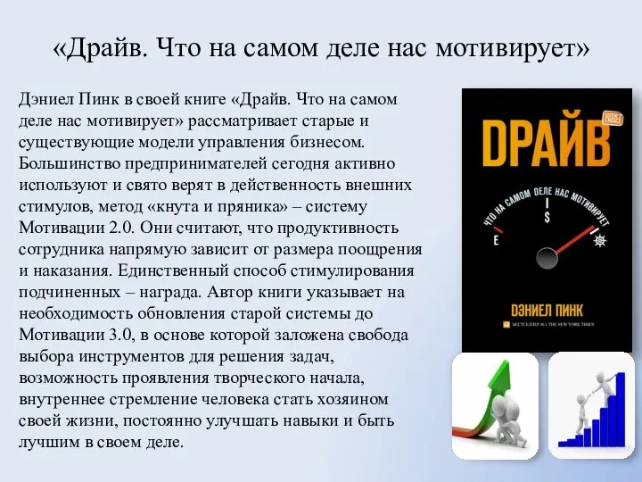 «Драйв. Что на самом деле нас мотивирует» Дэниел Пинк в своей книге