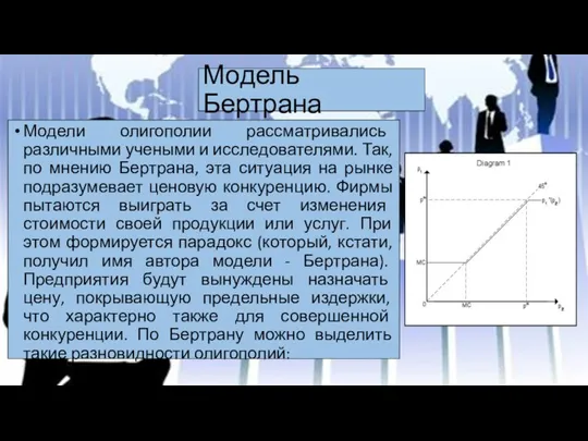 Модель Бертрана Модели олигополии рассматривались различными учеными и исследователями. Так, по мнению