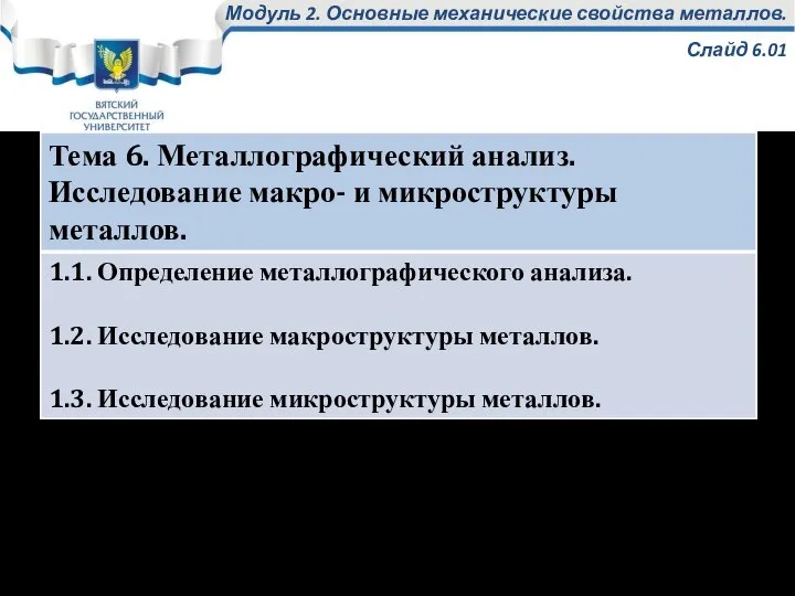 Модуль 2. Основные механические свойства металлов. Слайд 6.01