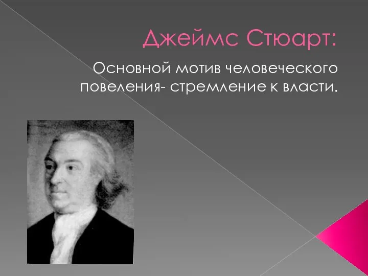 Джеймс Стюарт: Основной мотив человеческого повеления- стремление к власти.