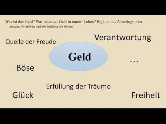 Geld Freiheit Verantwortung Glück Erfüllung der Träume Quelle der Freude … Böse