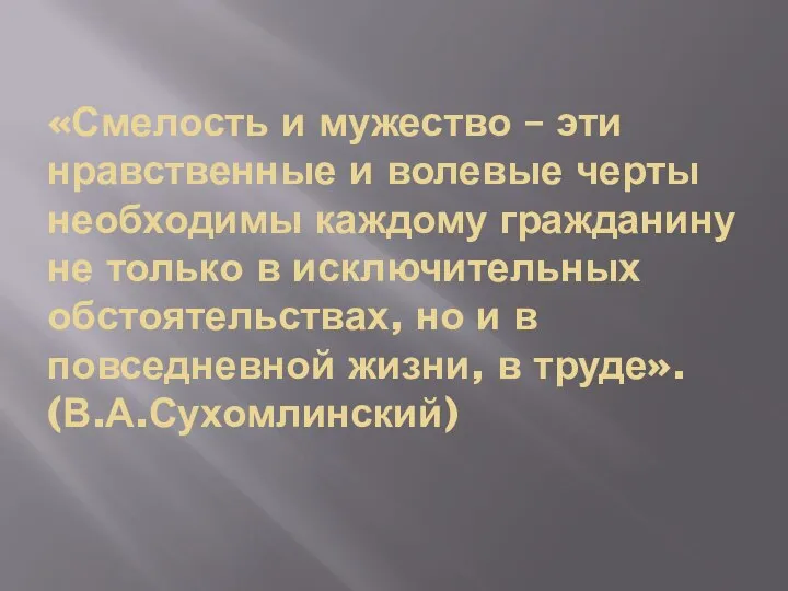 «Смелость и мужество – эти нравственные и волевые черты необходимы каждому гражданину