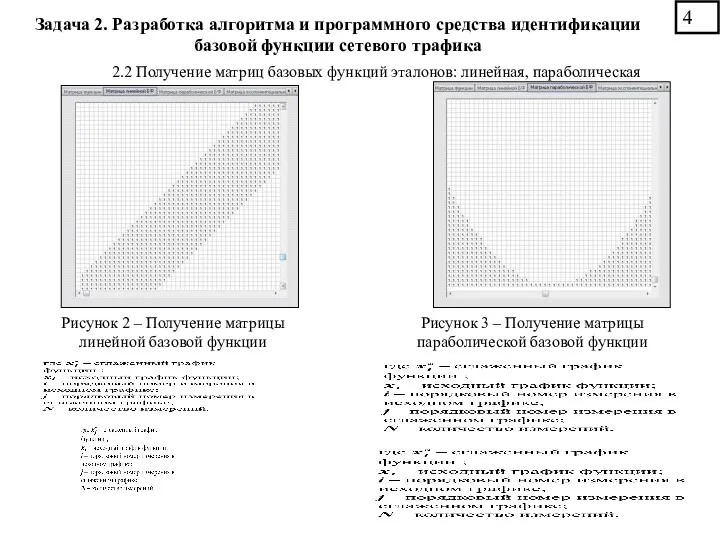 2.2 Получение матриц базовых функций эталонов: линейная, параболическая Рисунок 2 – Получение