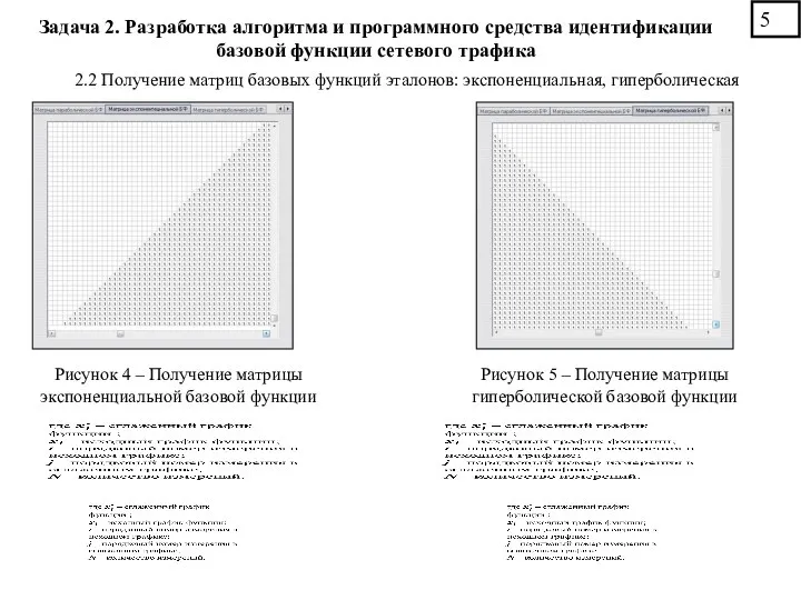 2.2 Получение матриц базовых функций эталонов: экспоненциальная, гиперболическая Рисунок 4 – Получение