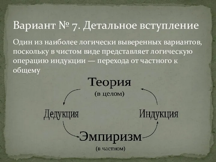 Один из наиболее логически выверенных вариантов, поскольку в чистом виде представляет логическую