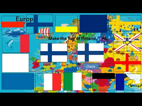Make the flag of Finland Check