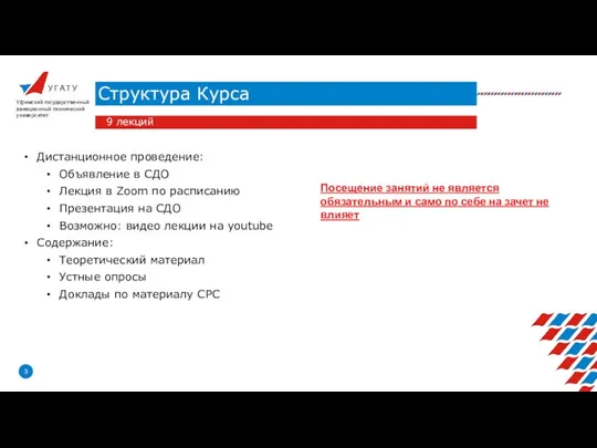 У Г А Т У Структура Курса Уфимский государственный авиационный технический университет