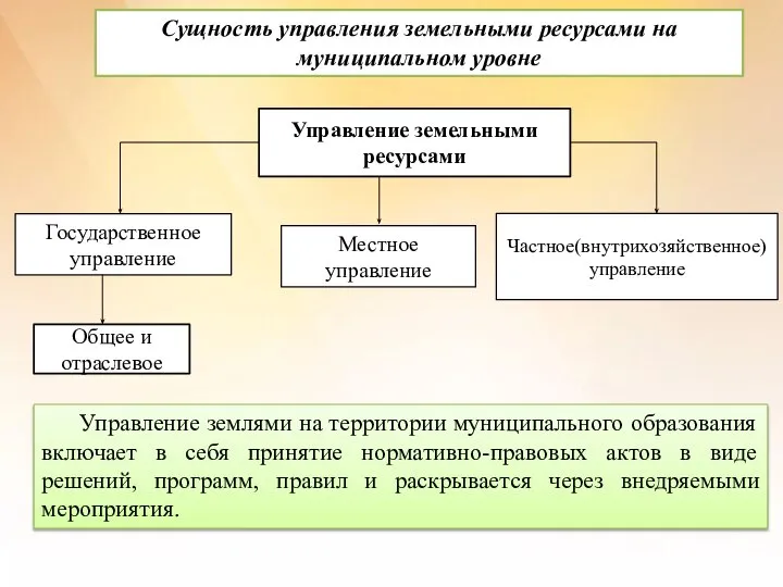 Сущность управления земельными ресурсами на муниципальном уровне Управление земельными ресурсами Государственное управление