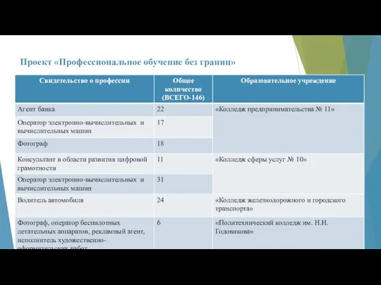 Проект «Профессиональное обучение без границ»