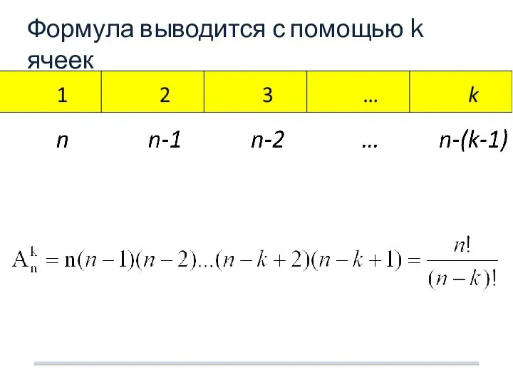 Формула выводится с помощью k ячеек