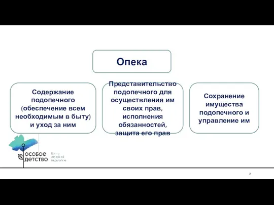 Опека Содержание подопечного (обеспечение всем необходимым в быту) и уход за ним