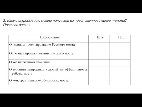 2. Какую информацию можно получить из предложенного выше текста? Поставь знак ?.