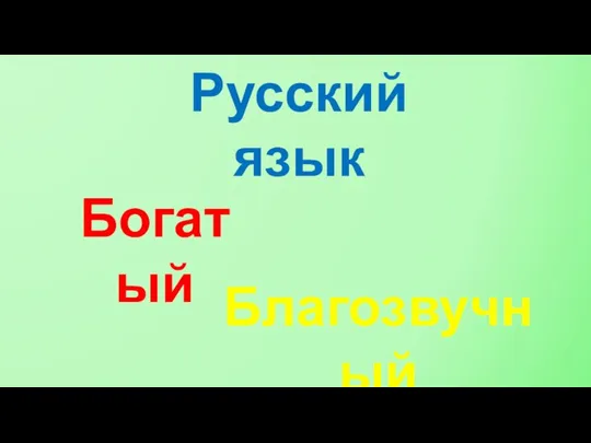 Богатый Благозвучный Русский язык