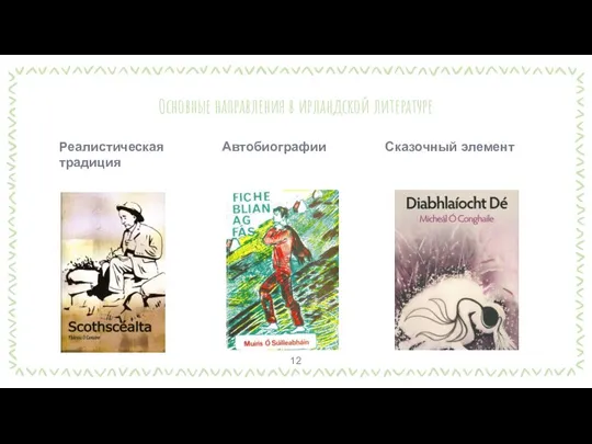 Основные направления в ирландской литературе Реалистическая традиция Автобиографии Сказочный элемент