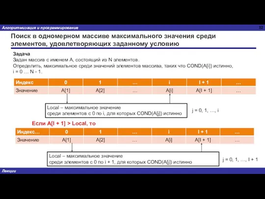 Поиск в одномерном массиве максимального значения среди элементов, удовлетворяющих заданному условию Задача