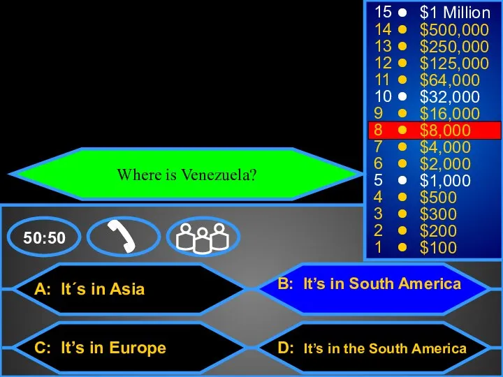 A: It´s in Asia C: It’s in Europe B: It’s in South