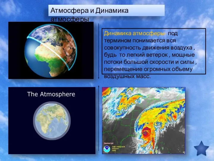 Атмосфера и Динамика атмосферы Динамика атмосферы- под термином понимается вся совокупность движения