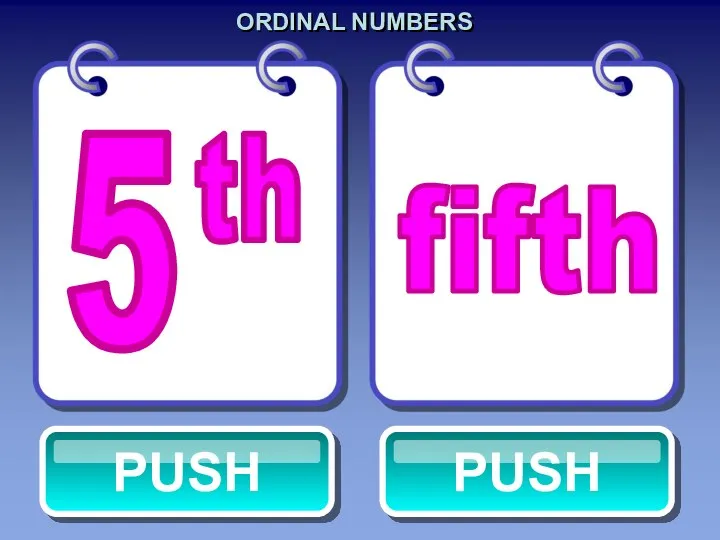 ORDINAL NUMBERS fifth