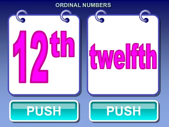 ORDINAL NUMBERS twelfth