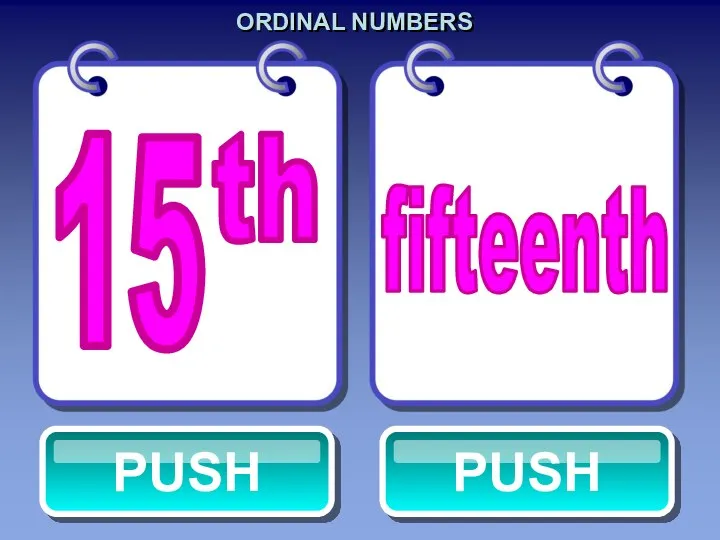 ORDINAL NUMBERS fifteenth