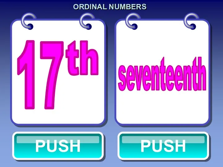 ORDINAL NUMBERS seventeenth