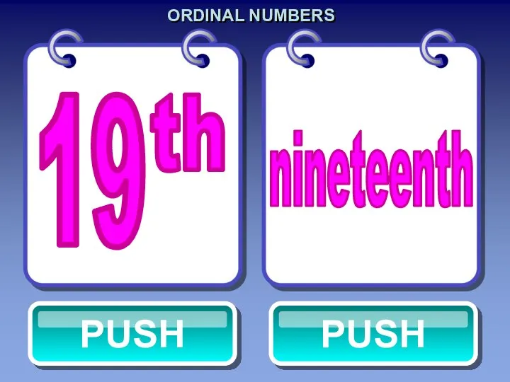 ORDINAL NUMBERS nineteenth