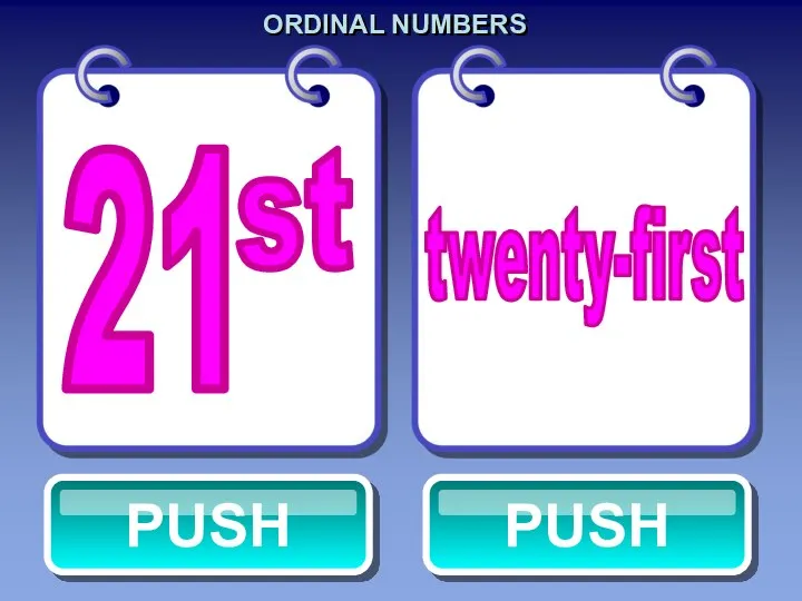 ORDINAL NUMBERS twenty-first