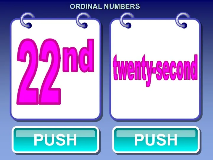 ORDINAL NUMBERS twenty-second