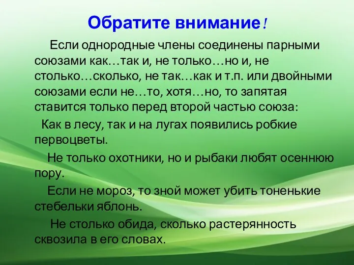 Обратите внимание! Если однородные члены соединены парными союзами как…так и, не только…но